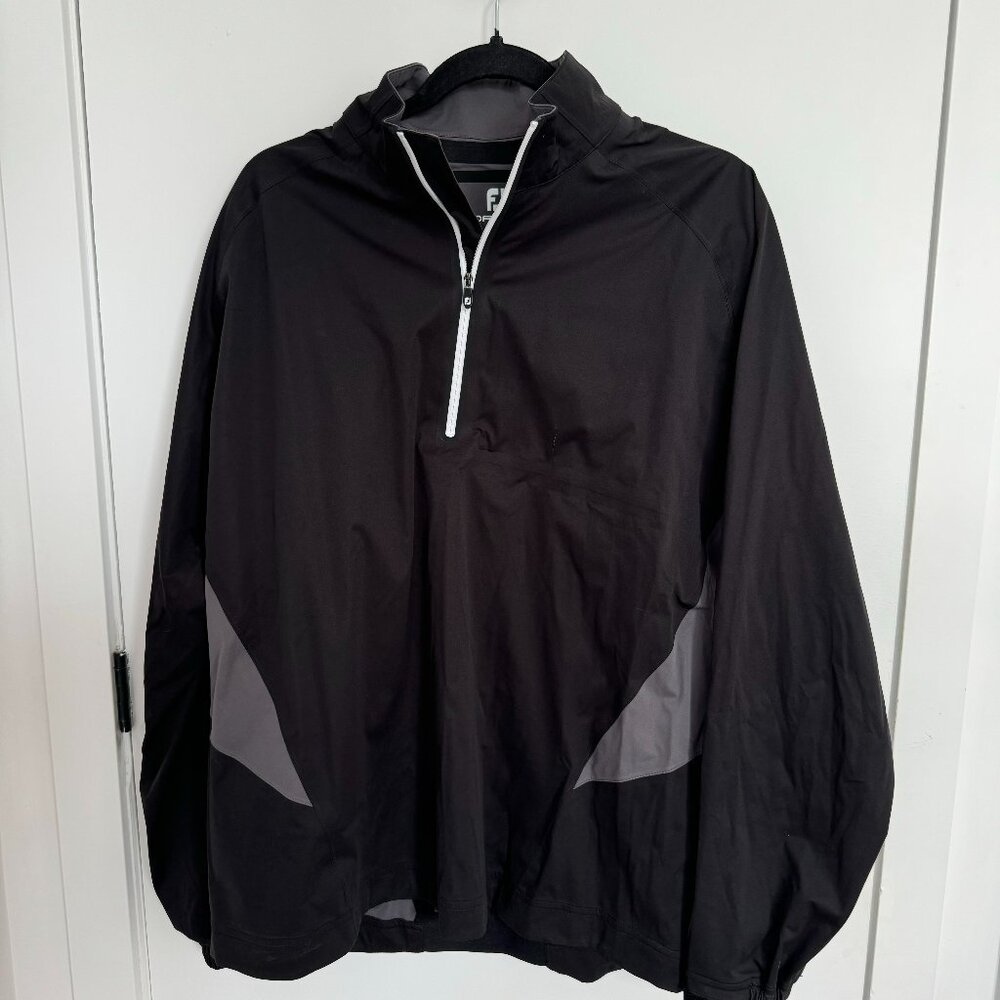 FootJoy Black Quarter Zip Long Sleeve Hydroknit Rain Jacket Large Mens